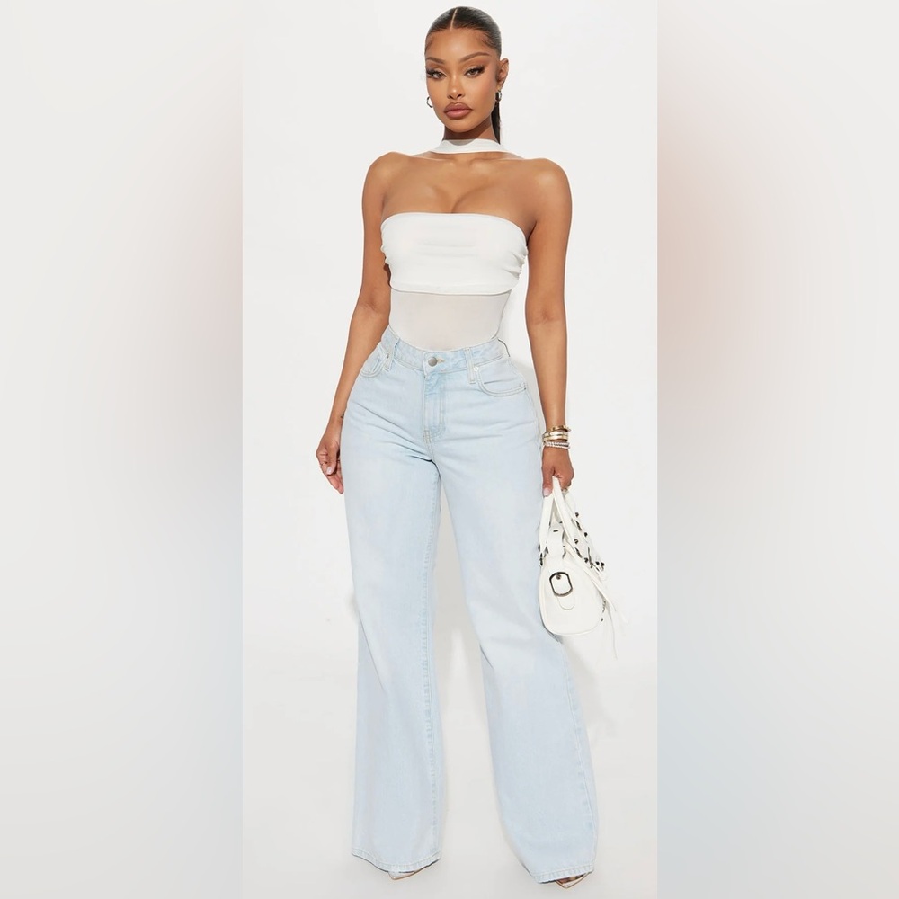 Fashion Nova White Strapless Bodysuit
